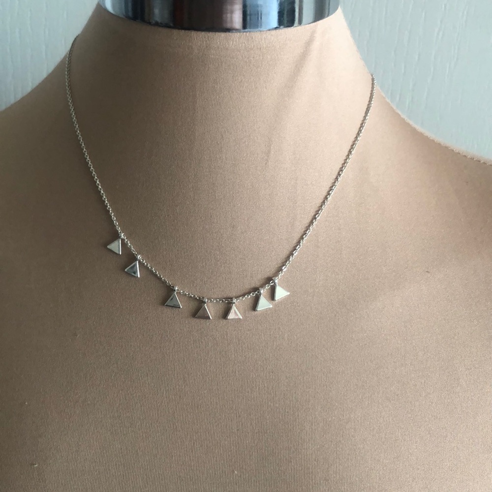& OTHER STORIES SILVER COLOR Necklace W Triangles Drop Pendants 17" long